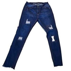 Blue Republic Jeans Juniors Size  18 Destroyed Cut Off Skinny Whiskered Faded
